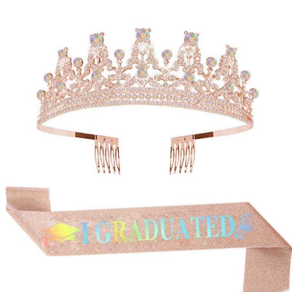 8595 Rose Gold Graduation Sash and Crown Kit for Girl Graduation Party